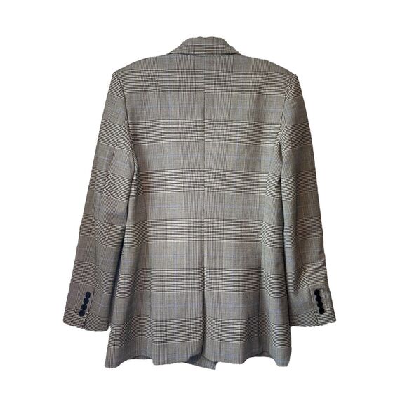 Theory Power Portland Windowpane Plaid Double-Breasted Wool Blazer Size 12 - Picture 5 of 9